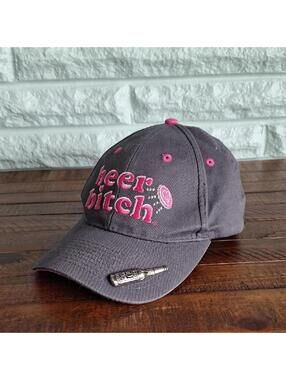 Beer Babe Girl Gray And Pink Baseball Hat With Bottle Opener